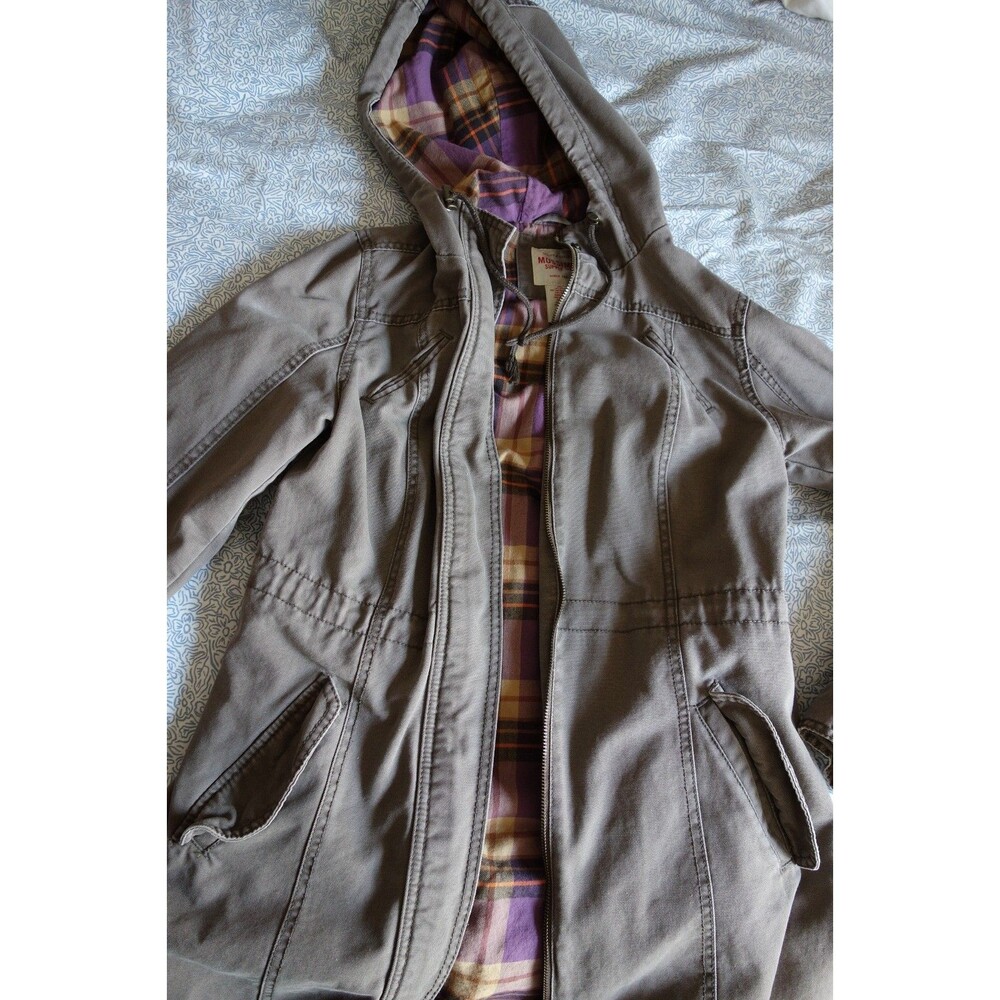 Mossimo Hooded Brown Cotton Canvas Coat Jacket Zip-up Women's S/M